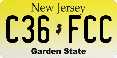 NJ license plate C36FCC