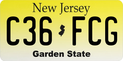 NJ license plate C36FCG