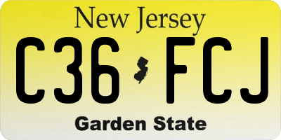 NJ license plate C36FCJ