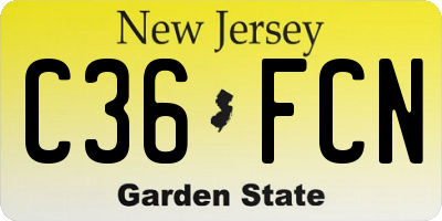 NJ license plate C36FCN