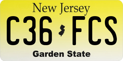 NJ license plate C36FCS