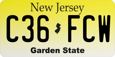 NJ license plate C36FCW