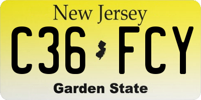 NJ license plate C36FCY
