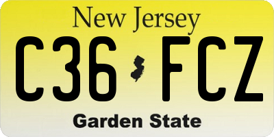NJ license plate C36FCZ