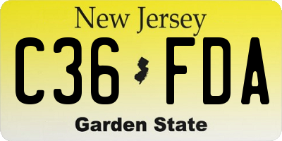 NJ license plate C36FDA