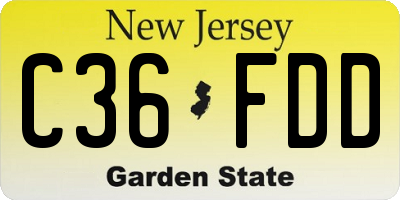 NJ license plate C36FDD