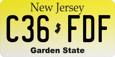 NJ license plate C36FDF