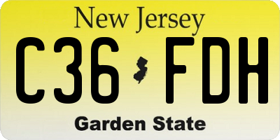 NJ license plate C36FDH