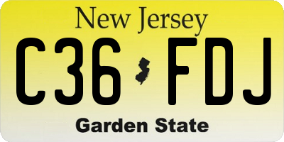 NJ license plate C36FDJ