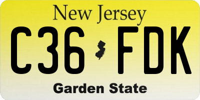 NJ license plate C36FDK