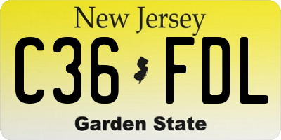 NJ license plate C36FDL