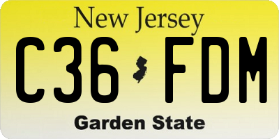 NJ license plate C36FDM