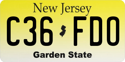 NJ license plate C36FDO