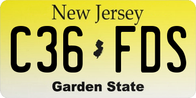 NJ license plate C36FDS
