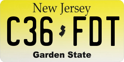 NJ license plate C36FDT