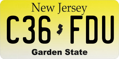NJ license plate C36FDU