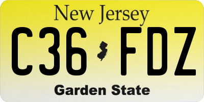 NJ license plate C36FDZ