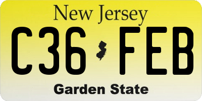 NJ license plate C36FEB