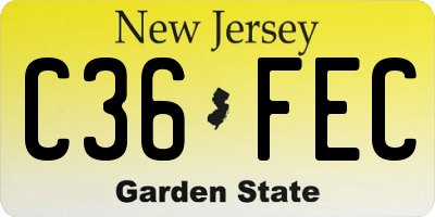 NJ license plate C36FEC