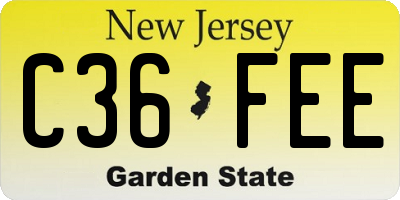 NJ license plate C36FEE