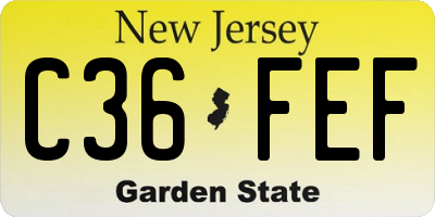 NJ license plate C36FEF