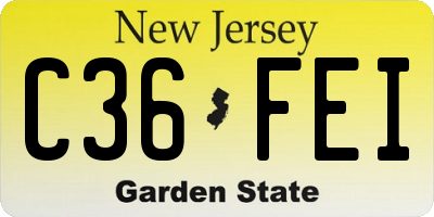 NJ license plate C36FEI