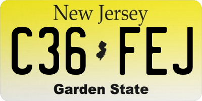 NJ license plate C36FEJ