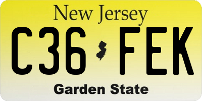 NJ license plate C36FEK
