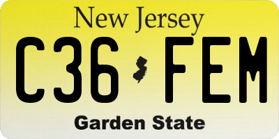 NJ license plate C36FEM