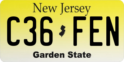NJ license plate C36FEN