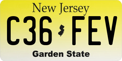 NJ license plate C36FEV