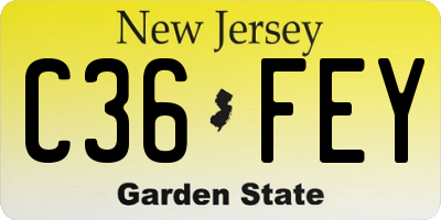 NJ license plate C36FEY