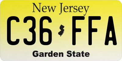 NJ license plate C36FFA