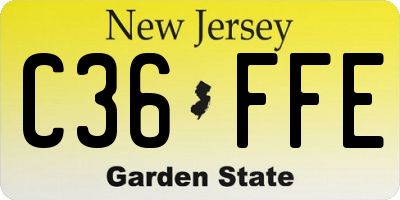 NJ license plate C36FFE