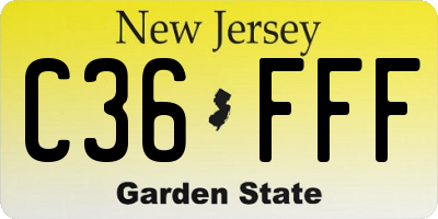 NJ license plate C36FFF