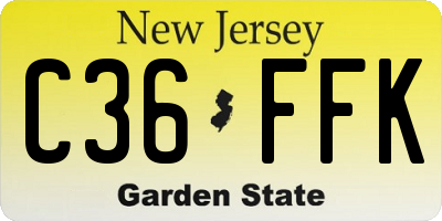 NJ license plate C36FFK