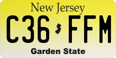 NJ license plate C36FFM