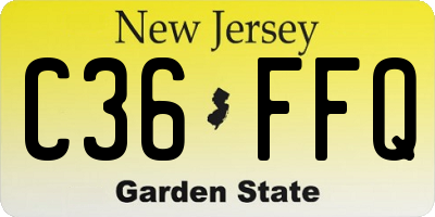 NJ license plate C36FFQ