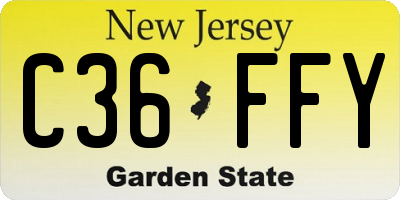 NJ license plate C36FFY