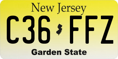 NJ license plate C36FFZ