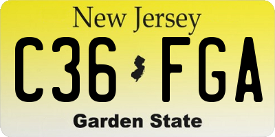 NJ license plate C36FGA