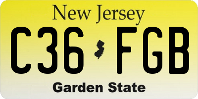 NJ license plate C36FGB