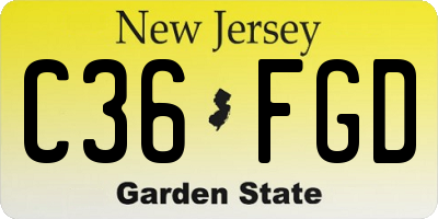 NJ license plate C36FGD