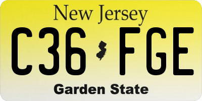 NJ license plate C36FGE