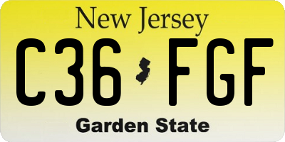 NJ license plate C36FGF
