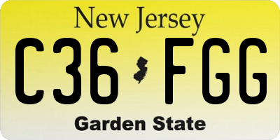 NJ license plate C36FGG
