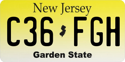 NJ license plate C36FGH