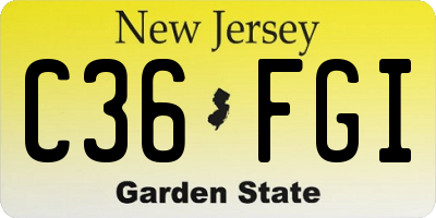 NJ license plate C36FGI