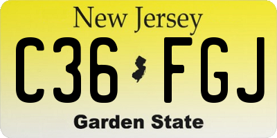 NJ license plate C36FGJ