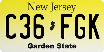 NJ license plate C36FGK